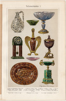 Ékkő, műtárgy I., színes nyomat 1908, német nyelvű, eredeti, litográfia, nefrit, achát, ametiszt