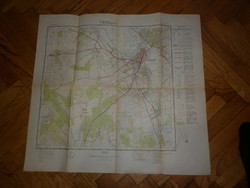 Old paper map Hungarian People's Army General Staff educational map Szegvár