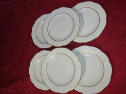 Herend porcelain, set of 6 pieces with a gold border, diameter 12.5 cm. He has!