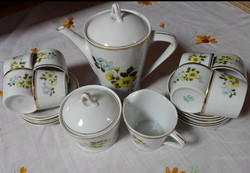 Ravenhouse porcelain, yellow rose coffee set, mocha set: spouts, sugar bowl, cup with saucer