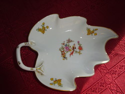 Hollóház porcelain leaf-shaped table centerpiece with a bird motif in the middle. He has!