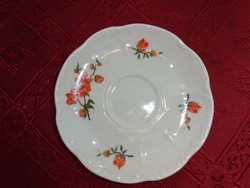 Zsolnay porcelain, orange floral coffee cup placemat. He has!