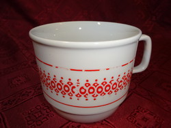 Zsolnay porcelain glass with red folk motif. It has a diameter of 9.5 cm and a height of 8 cm. He has!