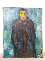 1965 kortárs olaj farost szignált Forradalmár festmény keret nélkül Nr 67.