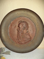 Anti réz falitányér bronz portréval