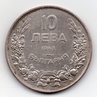 Bulgária 10 bulgár Leva, 1943, ritkább