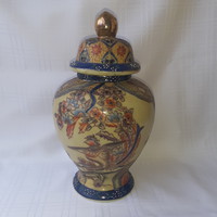 Antik keleti. japán, Satsuma  váza, urna,  fedeles keleti váza, Nagy méretű.