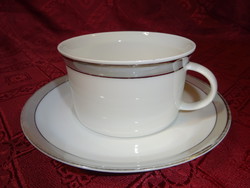 Rosenthal German quality porcelain, silver rimmed teacup + placemat. He has!