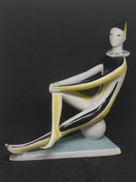 ZSOLNAY Art Deco bohóc porcelán, jelzett