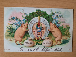 Antik levelezőlap,képeslap, Újévi üdvözlet, 1902