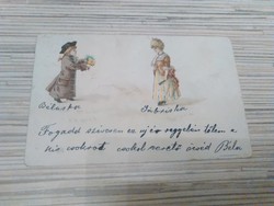 Antik Üdvözlő képeslap. 1900. Gyerekek.