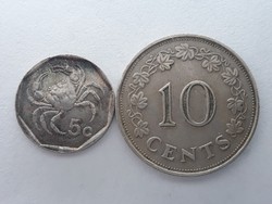 Málta 5,10 Cent - 1972,1991 eladó máltai pénzérmék