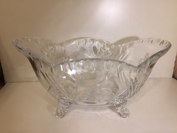 Nagy, metszett kristályüveg kínáló tál, kosár - crystal glass bowl (13)