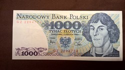 1000 Zlotys lengyel bankjegy 1982