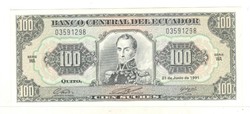100 sucres 1991 2. Ecuador UNC