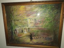 Gulácsy Lajos - A búcsú - antik festmény,szép keretben, 1 forintos aukción, garanciával.