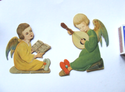 Régi, domborított papír angyalok,angyalkák-karácsonyi dekoráció