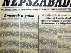 1965 június 13  /  NÉPSZABADSÁG  /  Régi ÚJSÁGOK KÉPREGÉNYEK MAGAZINOK Ssz.:  14866