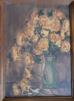 H. Iris: yellow flowers - still life watercolor from 1959