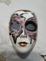 Large beautifully painted, Venetian gilded, porcelain mask, pierrot - 1986. Jesolo
