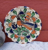 Korondi Gyönyörű madaras 25 cm-es falitányér,  tányér Gyűjtői darab 