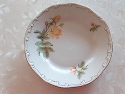 Régi Zsolnay porcelán sárga rózsás lapos tányér 1 db