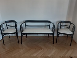 Otto Wagner, bécsi ülőgarnitúra 1905 körül (Thonet, Wiener Werkstatte), eredeti, restaurált