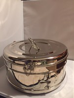 Nagy méretű fém doboz, sterilizáló edény szép állapotban, 1960-as évek (N)