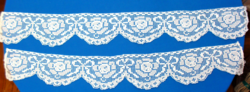 3 old, rose and bow pattern lace shelf strips, cabinet strips