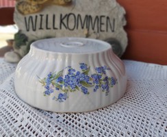 Zsolnay nefelejcses porcelán pogácsás tál, paraszti dekoráció,   nosztalgia 