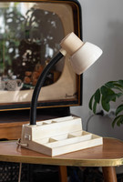 Retro Szarvasi lámpa - íróasztali lámpa és rekeszes tároló egyben - bakelit/műanyag, gégecsöves lámp