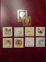 Cicás bélyegek sorozat  8 db     cica macska