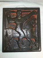 Pirogránit kerámia fali kép fali dísz lovas vitéz