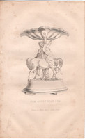 Az ascoti arany kupa, acélmetszet 1837, metszet, eredeti, 8 x 10, lóverseny, Arany Kupa, Ascot