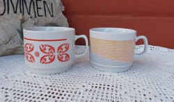 Retro rare cocoa Zsolnay porcelain mug, striped collector's piece of mugs
