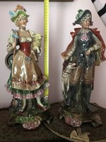 Hatalmas (43cm) Lippelsdorf  GDR  porcelán barokk szobor páros