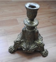 Antique Gilded Baroque Lion Pedestal Spiatère Candle Holder