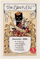 Fekete macska királyi bíbor palást korona jogar december 1896 Vintage magazin reklám plakát reprint
