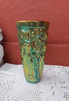 Zsolnay eozin  mázas Szüretelő pohár   váza 16 cm magas nosztalgia darab 