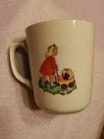 Zsolnay porcelán mese bögre, mindkét oldalán mintás 