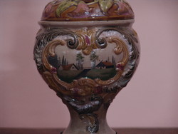  dekoratív kézzel festett antik fajansz  petróleum lámpa