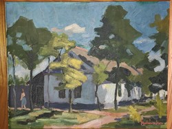 Prohászka József (1886-1964) Falusi ház festmény