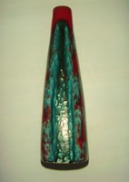 Retro , türkiz , piros kerámia váza 32 cm magas