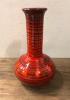 Dekor váza, narancs, piros alapon fekete csíkozással