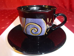 Arcaros france black glass teacup + placemat, sticker. He has!
