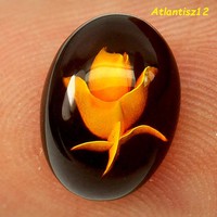 Genuine, 100% natural engraved Baltic amber gemstone 0.96ct (st.) Value: 15,400, -Ft !!
