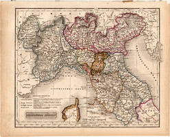 Észak - Olaszország térkép 1840 (2), német nyelvű, atlasz, eredeti, Pesth, 23 x 29 cm, magyar kiadás
