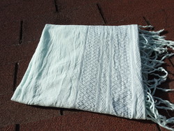 Huge pale blue fringed end scarf - shawl 118 * 130 + fringes