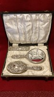 Antik (1900-as évek) Ezüst (925-ös Sterling ezüst)Pipere szett!Tükör, Hajkefe, Ruha kefe, Fésű