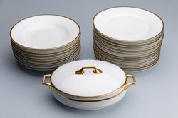 Thomas bavaria plates, 9 deep, 12 flat, 1 bowl with lid, marked, old.